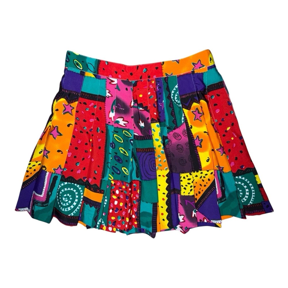 Vintage Tail Mixed Print Pleated Tennis Skirt Womens 12 Multicolor Made in USA